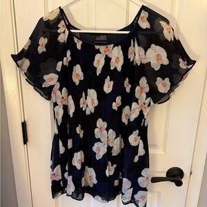 Banana Republic Navy Floral Blouse